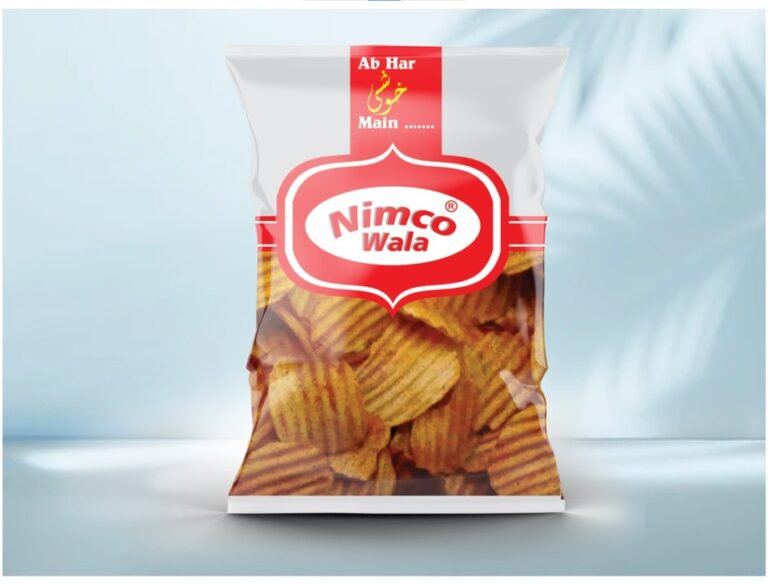 "Crinkle Cut Masala Potato Chips – Golden brown, wavy potato chips coated with a vibrant red and orange masala seasoning, offering a crispy texture with a spicy flavor."